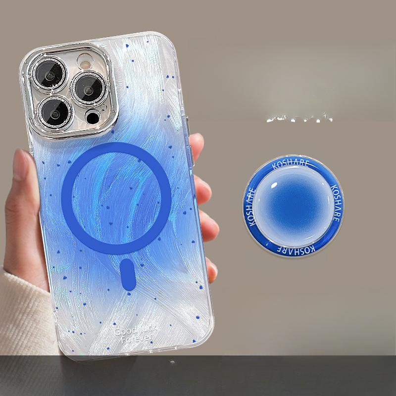 

Магнитный кронштейн с присоской, разбрызгивающий чернила, подходит для Apple 13, чехол для мобильного телефона из перьевой пряжи 16 простой 15 поставляется с защитной пленкой для объектива 14 противоударный iPhone 15 Plus