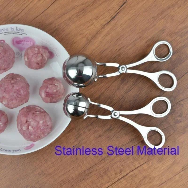 Round Rice Ball Shaper Stainless Steel Meatball Making Tool Non Stick Kitchen Accessory Home Cooking for Meat Fish Rice Balls
