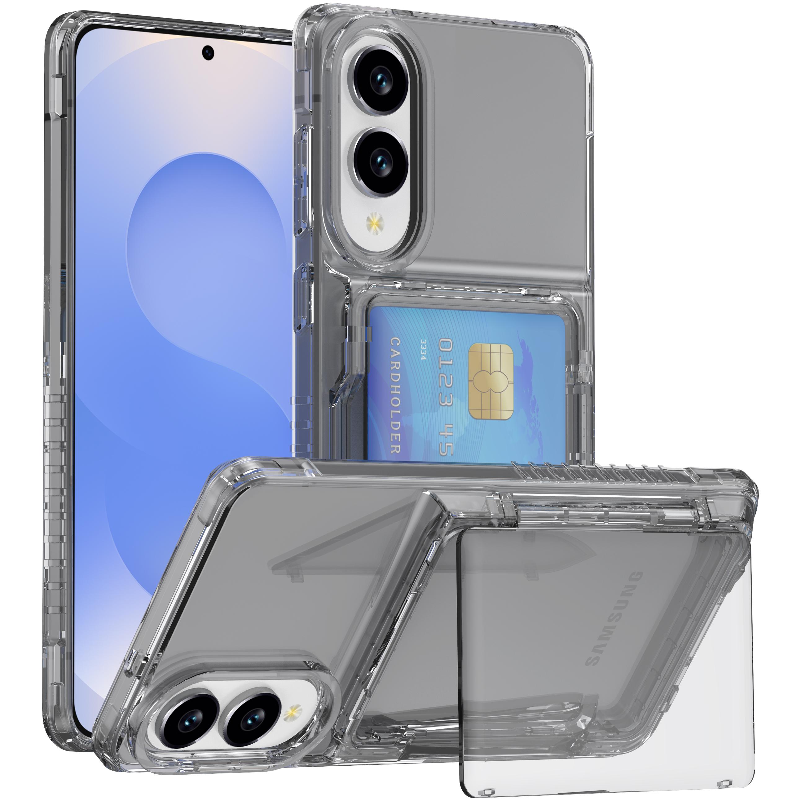 

Прозрачный держатель для карт Чехол для телефона Samsung Galaxy S25 Ultra S24 Plus S23 S25edge Ударопрочный Тонкий чехол Защита от царапин Galaxy S24 Ultra серый
