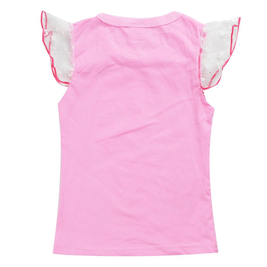 Kids Girls Anime Cartoon K-Pop Rumi Singer Super Star Print Mesh Short Sleeves Cotton T-Shirt