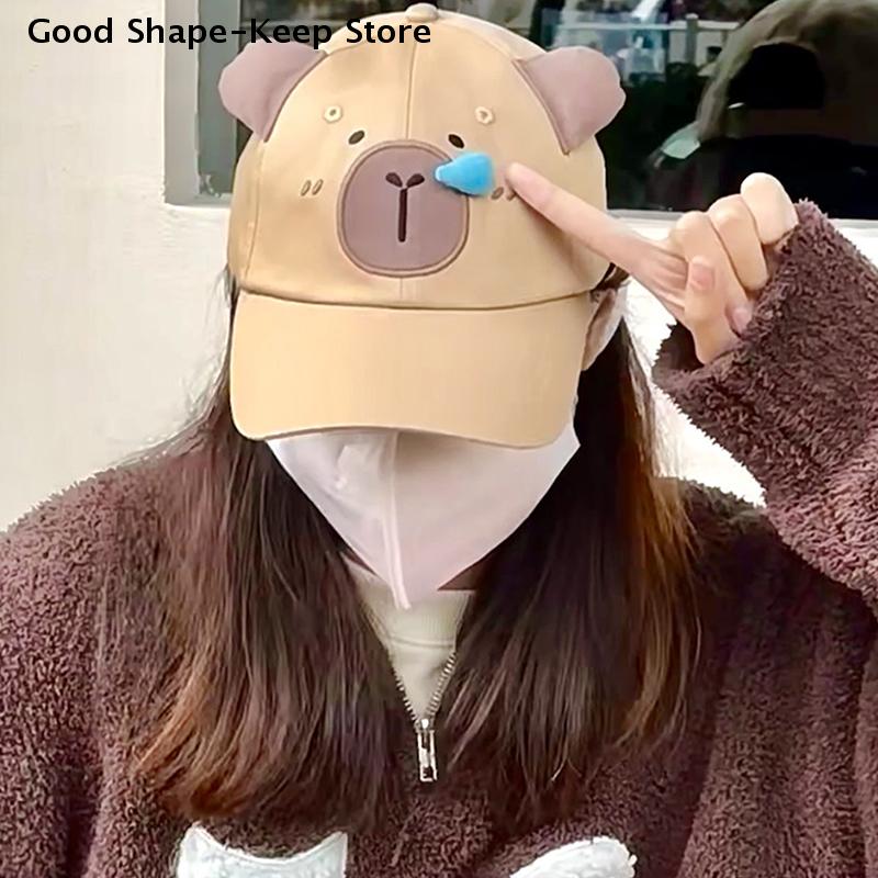 Capybara Stickerei Paar Baseballkappe Sonnenschutz Papa Hüte Trendig Atmungsaktiv Golfkappe Unisex Capibala Hut Baseballkappe