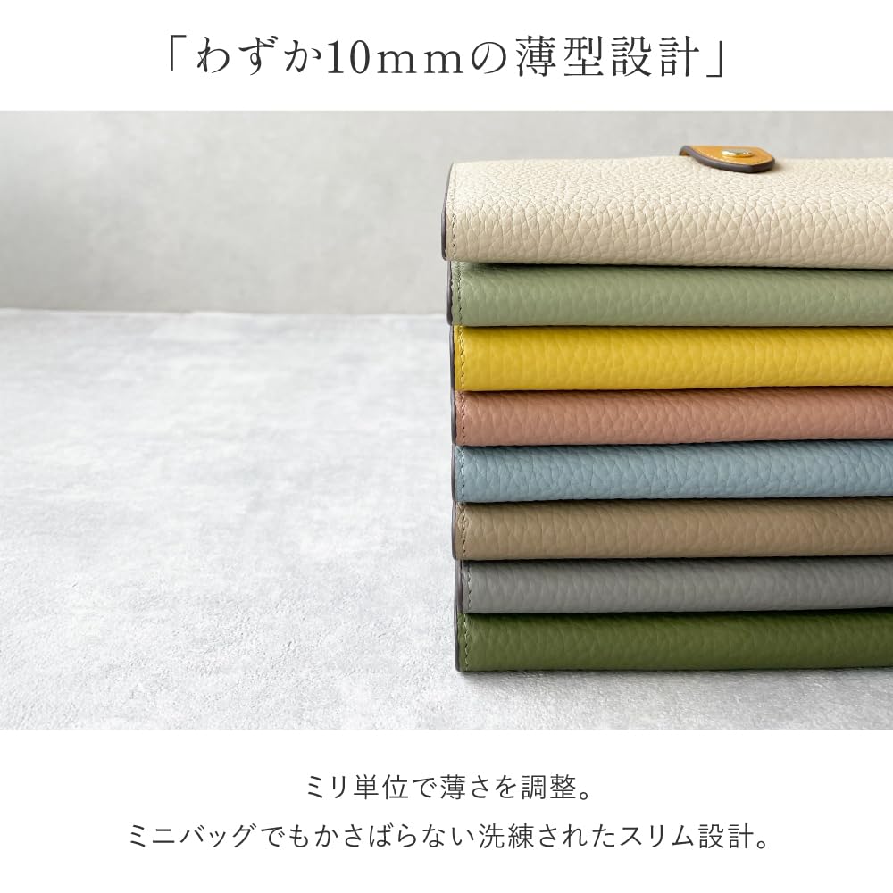 LASIEM Thin and Long Long Genuine Greige x Cream Yellow (Lasiem) [Amazingly Slim] Wallet, Wallet, Women's Wallet, Thin, Slim, Ultra-thin, Lightweight,