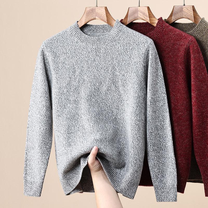 Men's Hengyuanxiang 100% Pure Wool Slub Sweater - Round Neck, Warm, Autumn/Winter 2025 Collection