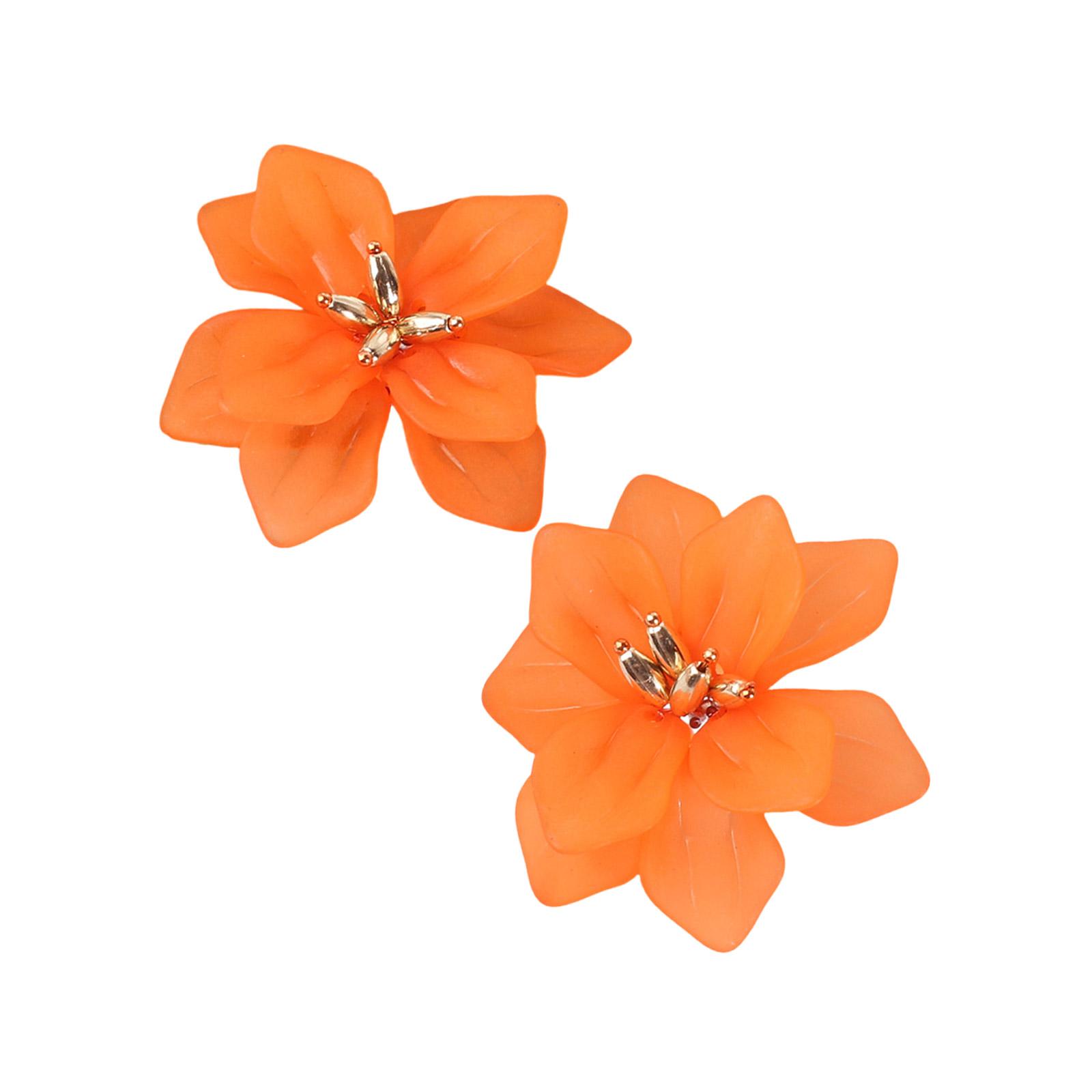 

Flower Earrings Elegant Studs Earrings Modern Flower Ear Studs Resin Texture Ear Jewelry Suitable for Stylish Outfits помаранчевий