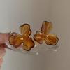 Atmosphere French Retro Earth Color Flower Acrylic Earrings Women'S Niche Design Earrings Temperament Earrings