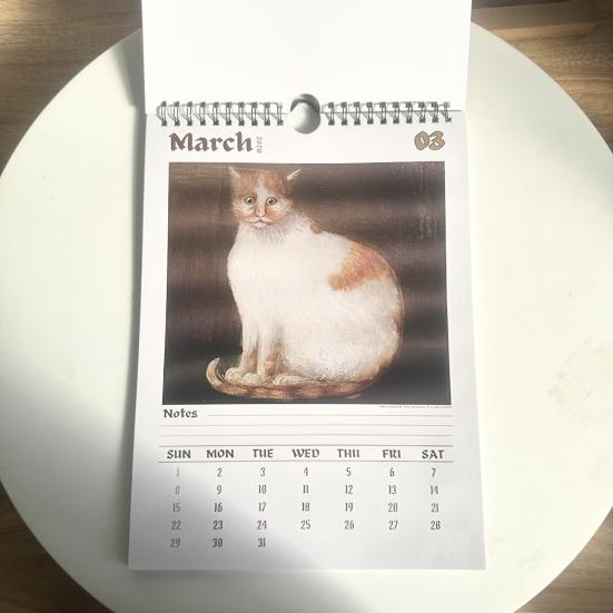 Wandkalender 2026 12-Monats-Kalender Seltsame Katzen in Renaissance-Gemälden für Zuhause Büro Einzigartiger Historischer Katzenkunst-Kalender für Katzenliebhaber