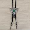 Faux Leather Bolo Tie Necklace with Tribal Elements Devil Eye Pendant Necktie for Western Parties and Everyday Wear