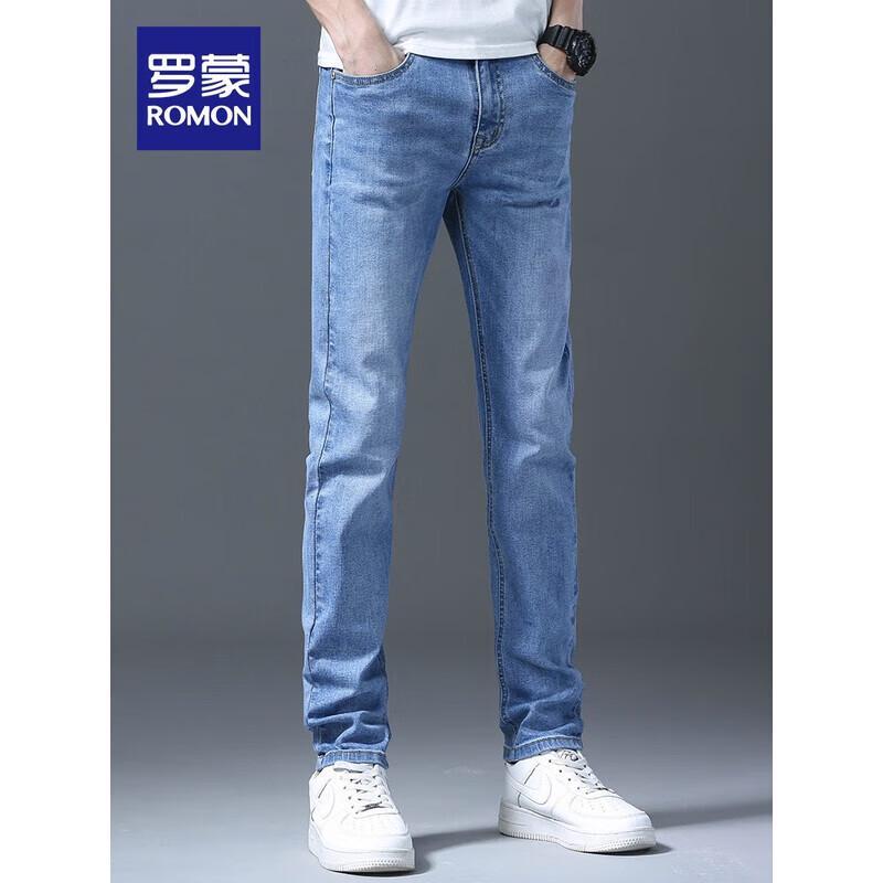 

ROMON Мужские модные эластичные свободные прямые джинсы 32