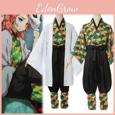Demon Slayer Kimetsu No Yaiba Sabito Fantasia Cosplay Conjunto Requintado de Kimono e Capa Para Fãs