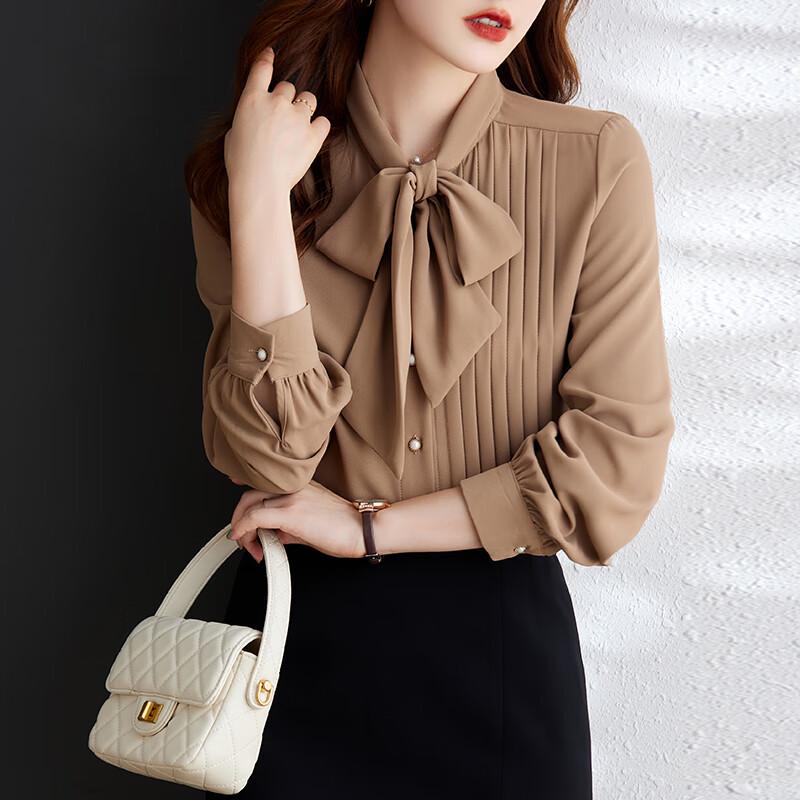 Tluoman Damen V-Ausschnitt Schleife Chiffon Bluse