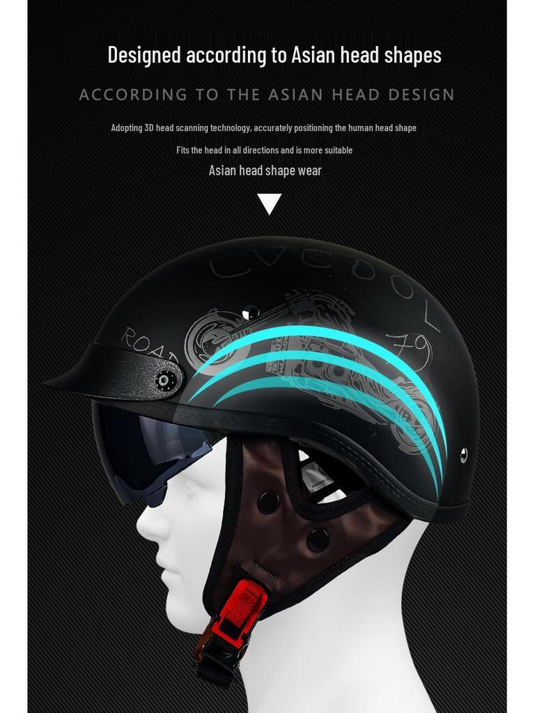 DOT Certified Retro Motorcycle Helmet, Class A Electric Vehicle Safety Helmet, Summer.