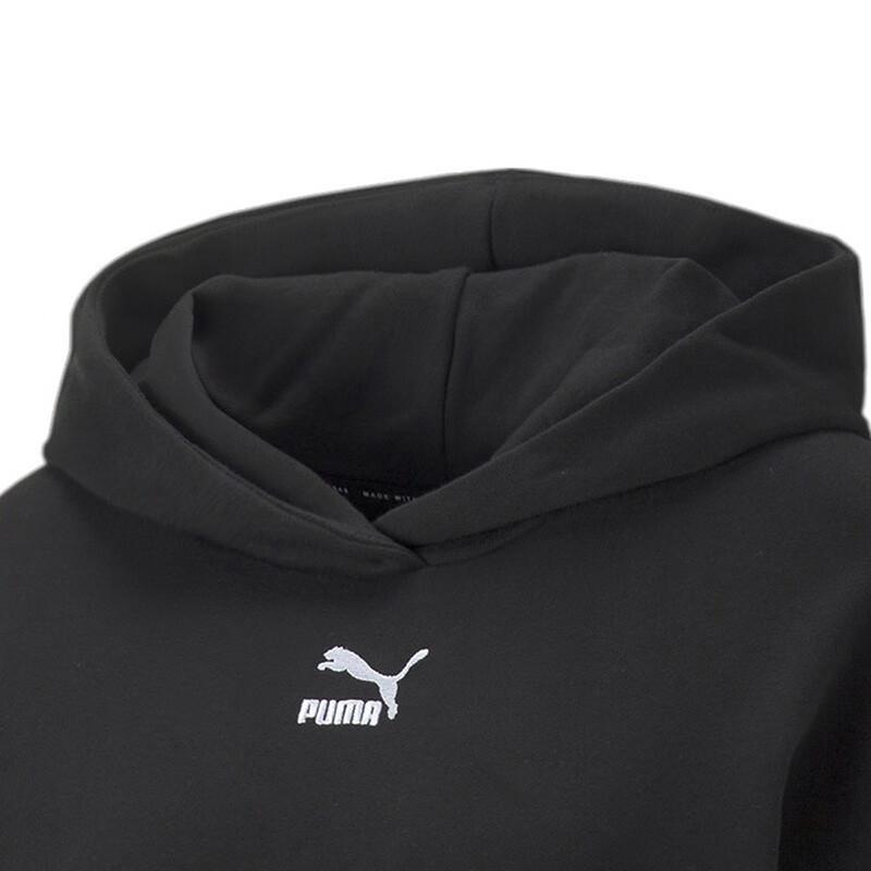 Puma Logo Print Hooded Pullover Sweatshirt Women Tops Black 673576-01