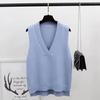 V-neck Knitted Vest Women's Sweater Autumn and Winter New Korean Loose Wild Sweater Vest Sleeveless Sweater