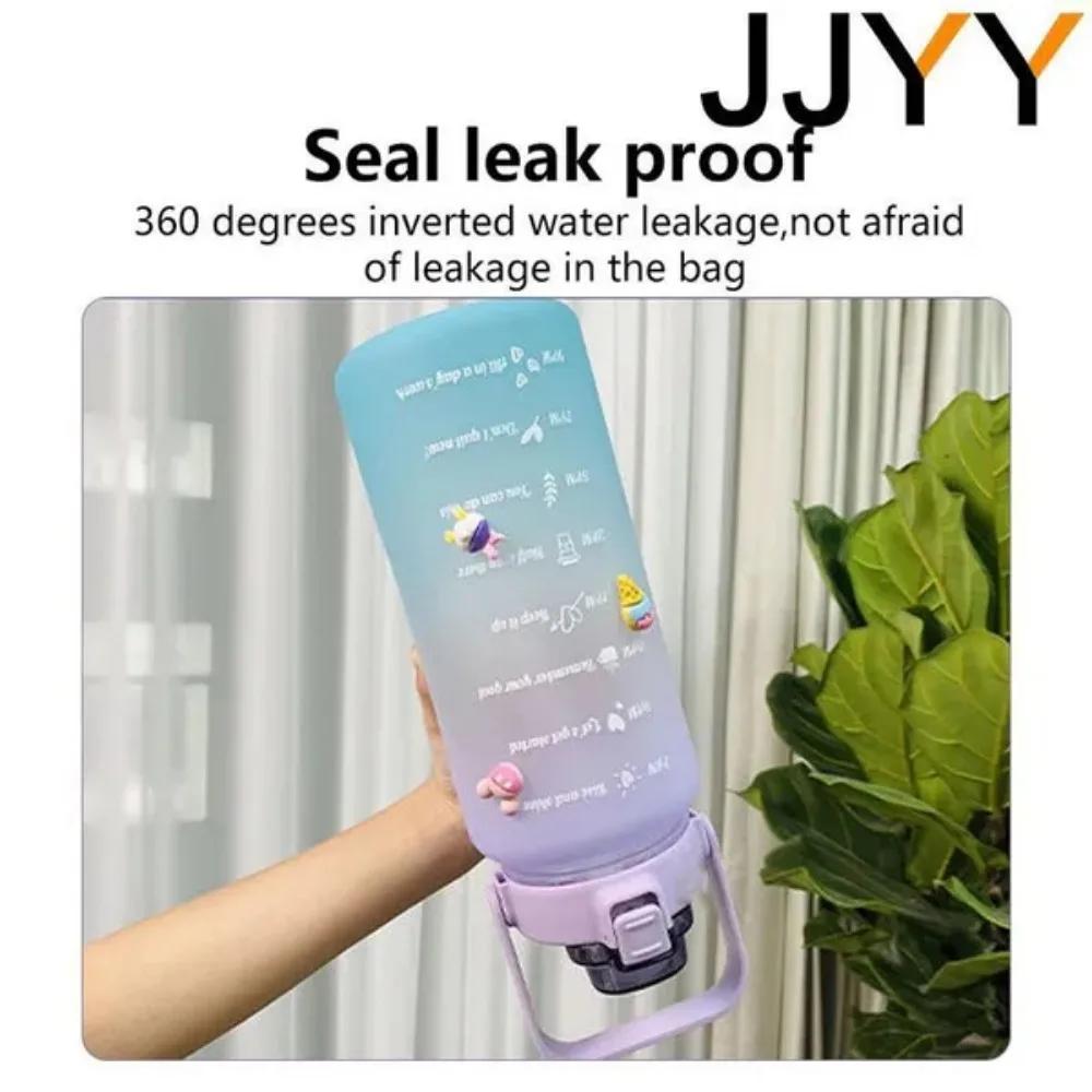 2000ML Large Capacity Water Bottle with Time Marker Plastic Motivational Water Bottle Drinking Bottle for Gym Sports Outdoor