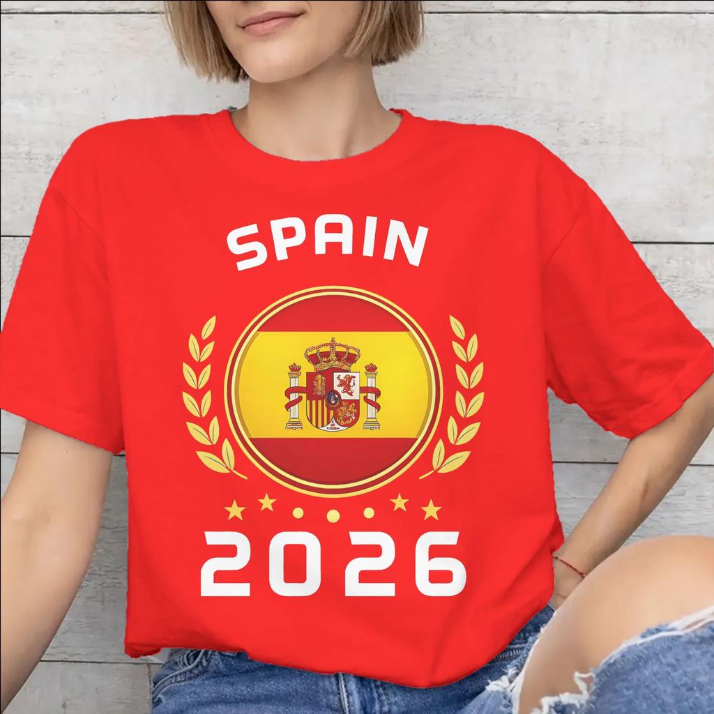 Unisex Unisex Graphic Spain Football 2026 Tee T Shirt Pure Cotton Tshirts Clothing