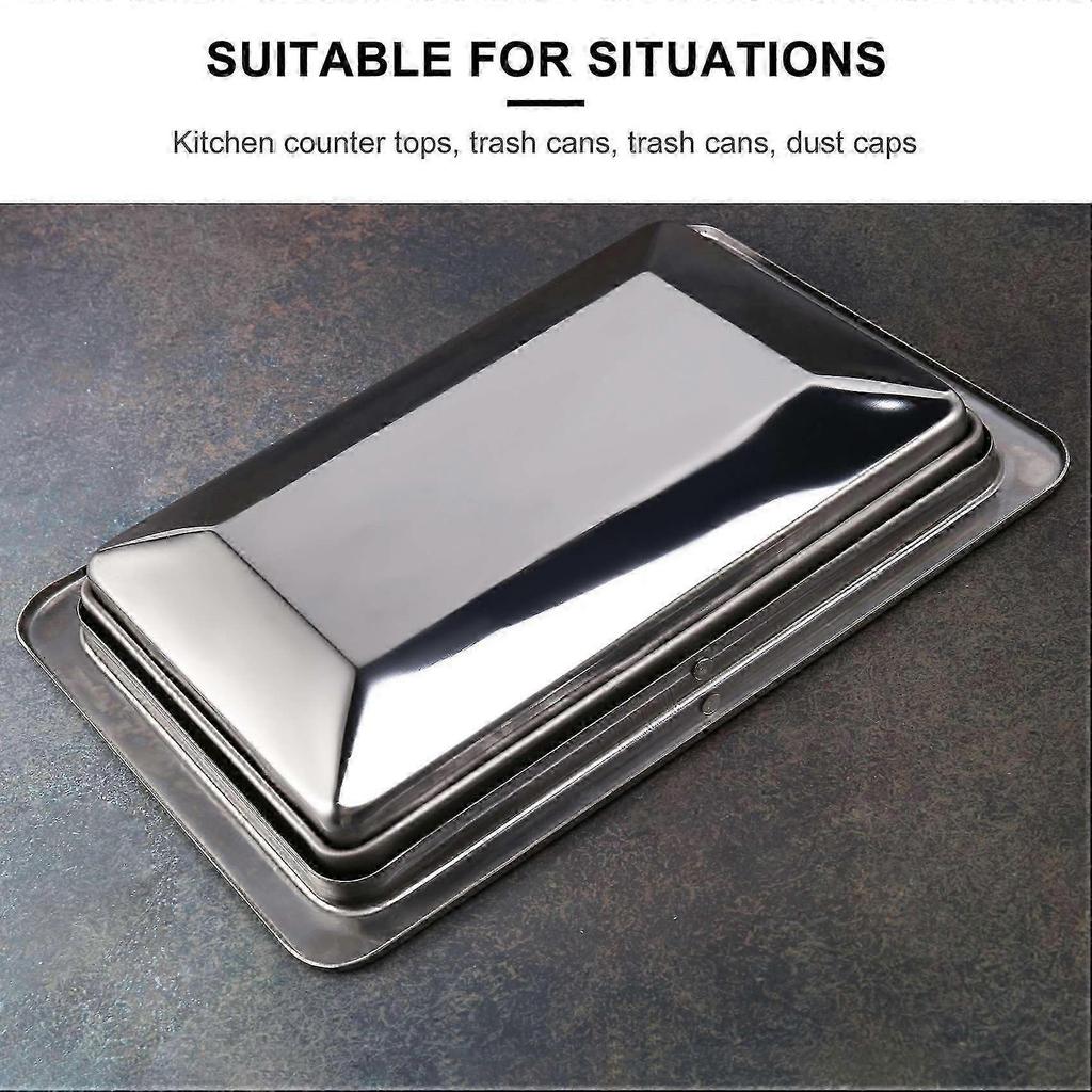 Stainless Steel Built-in Trash Bin Cover Flush Mount Kitchen Countertop Swing Lid Less