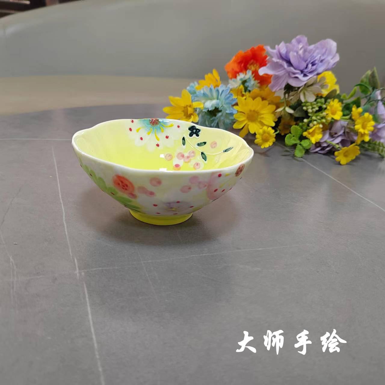 

5 Inch Rice Bowl Seto Ware Japanese Ceramic Bowl with Underglaze Lace Home Tableware Gift Box