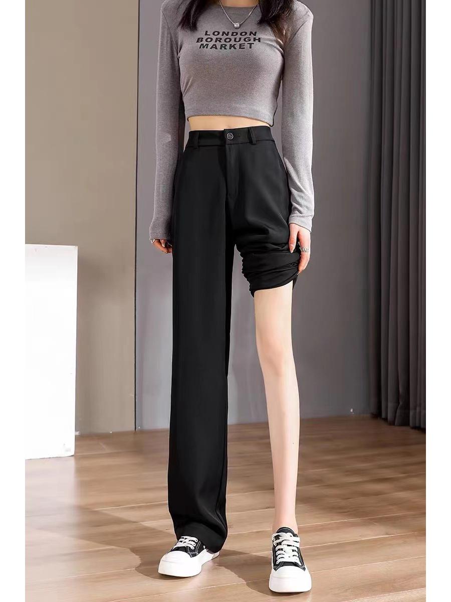 

Женские летние брюки с широкими штанинами для похудения: Длинные, Драпирующиеся, Повседневные Брюки в Пол 4X Large чёрный