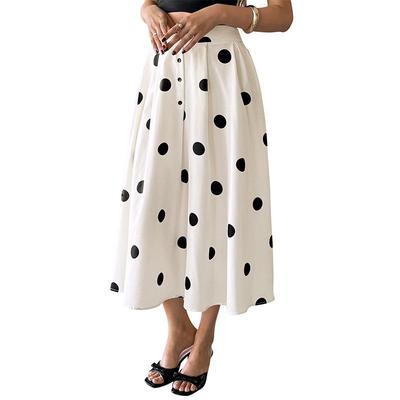 Polka Dot Skirt for Women 2026 Summer Causal Elastic Waist Vintage A-line Midi Skirts