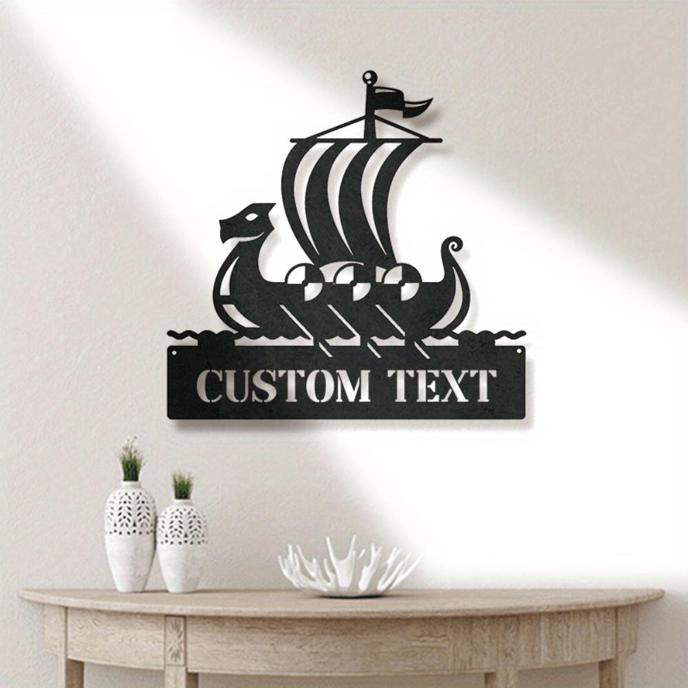Unique Custom Metal Wall Art Viking Ship Nordic Home Decor Gift for Men Handcrafted Brave Aesthetic
