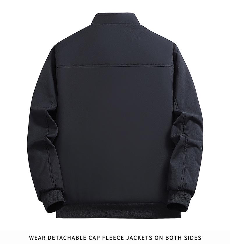 Men's Warm Velvet Jacket, Stand Collar, Versatile for All Ages, Casual Fit for Autumn & Winter