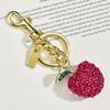 Metal Keychain Cute Fruit Diamond Apple Key Ring Pendant Bag Key Ring Accessories Women