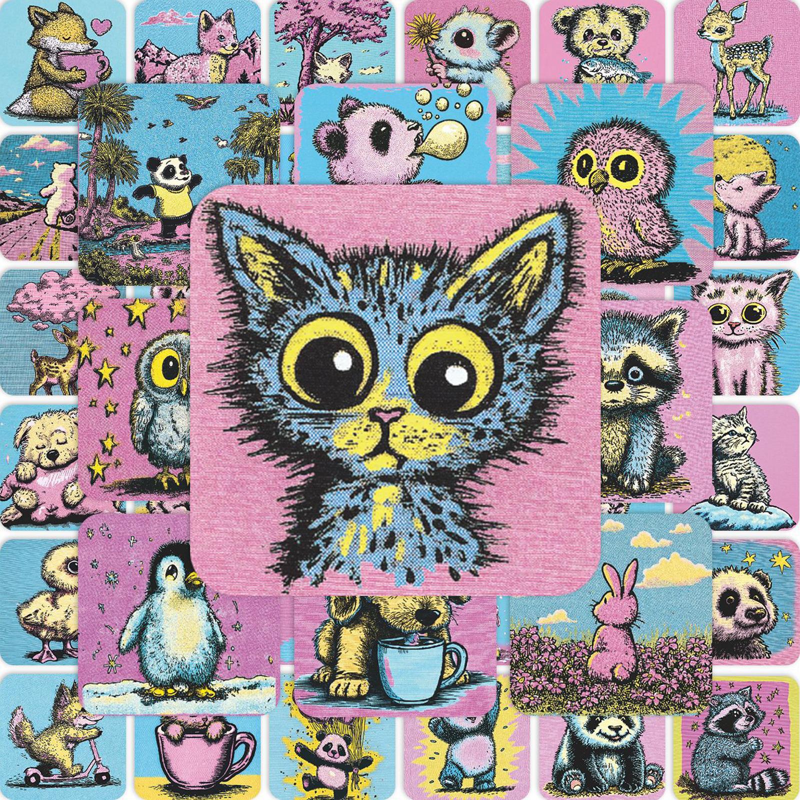 63 Retro Cartoon Animal Stickers For Computer Cases, Phone Cases, Water Bottles, Creative Decorations, Stickers, And Journals One Size
