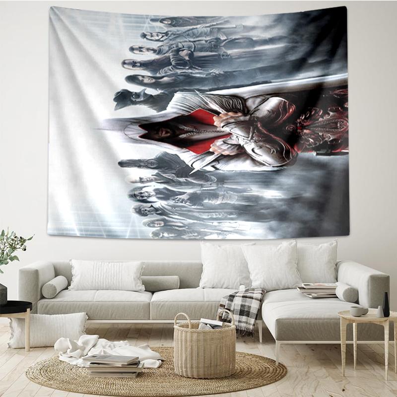 Tapeçaria com Estampa de Assassin's Creed, Fundo, Montagem Fácil, Ideal para Quarto, Escritório e Sala de Estar, com Decoração Estética para Pendurar na Parede.