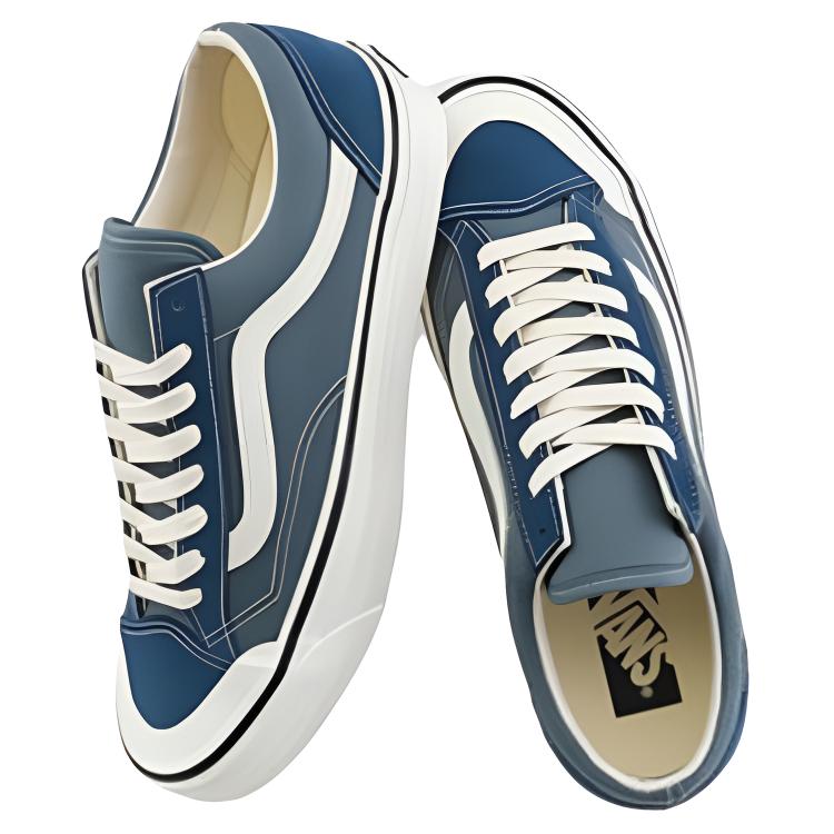 Vans Old Skool Reissue 136 Sapatos de Skate Confortáveis Versáteis de Cano Baixo Tênis Unissex Azul VN000MT6DDN