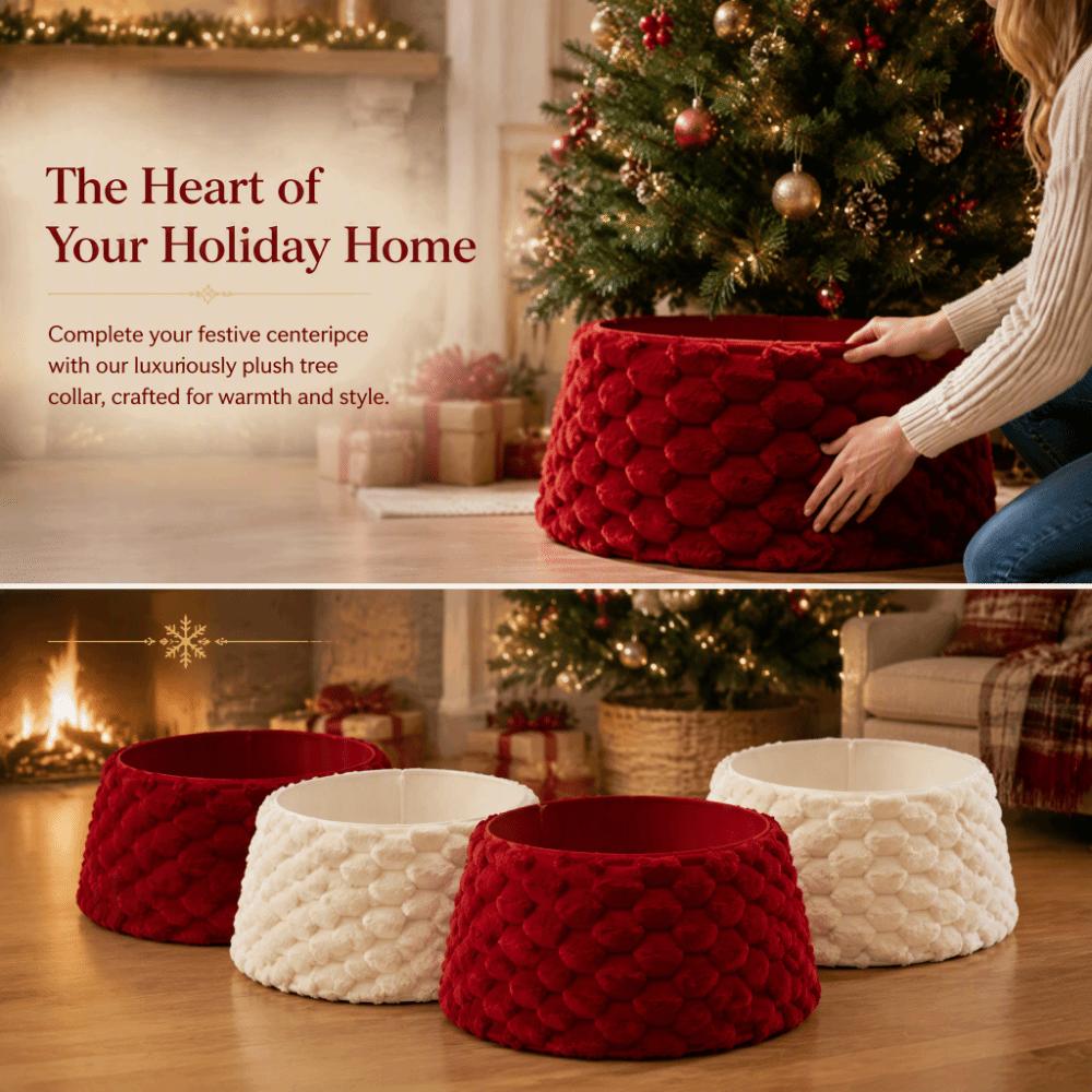 Fashion Round Christmas Tree Skirt Vintage Foldable Tree Bottom Decoration Pattern 3D Fabric Xmas Tree Base Decor Home