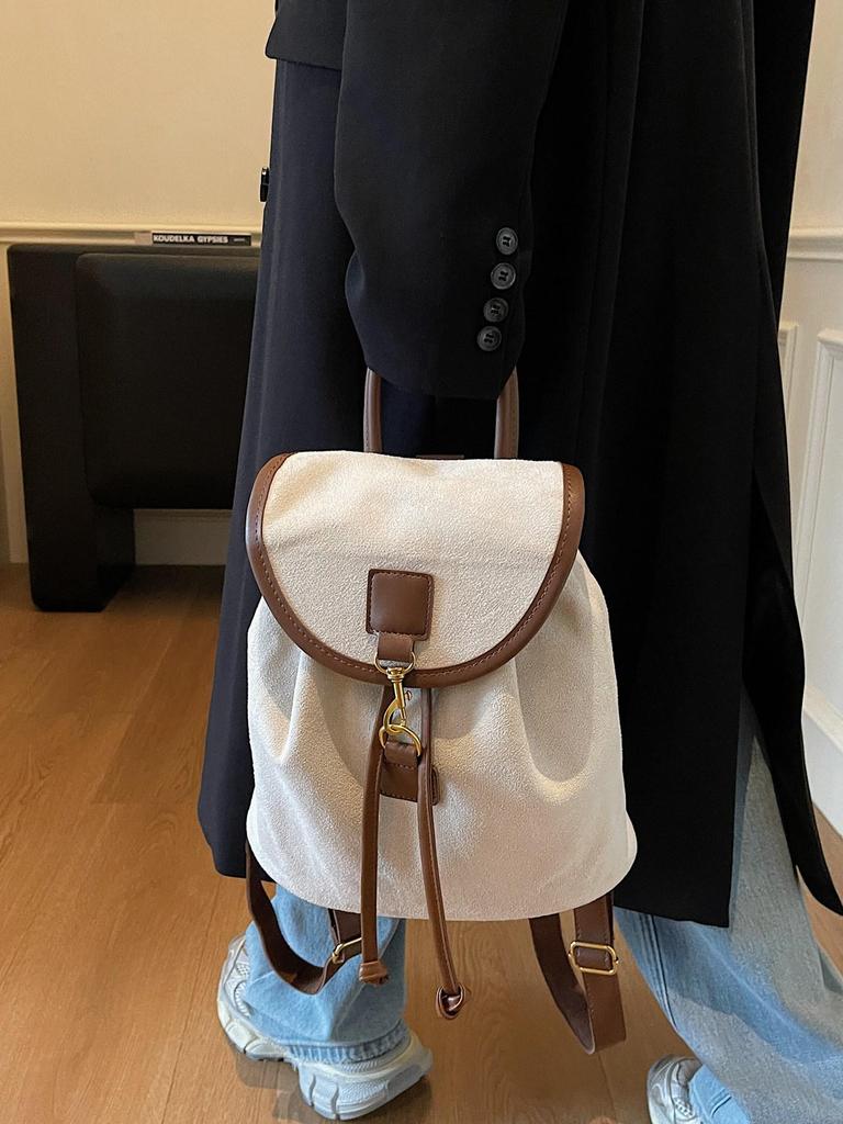 2025 Retro Wildleder Koreanischer Influencer-Stil Damenrucksack - Große Kapazität College- & Reisetasche