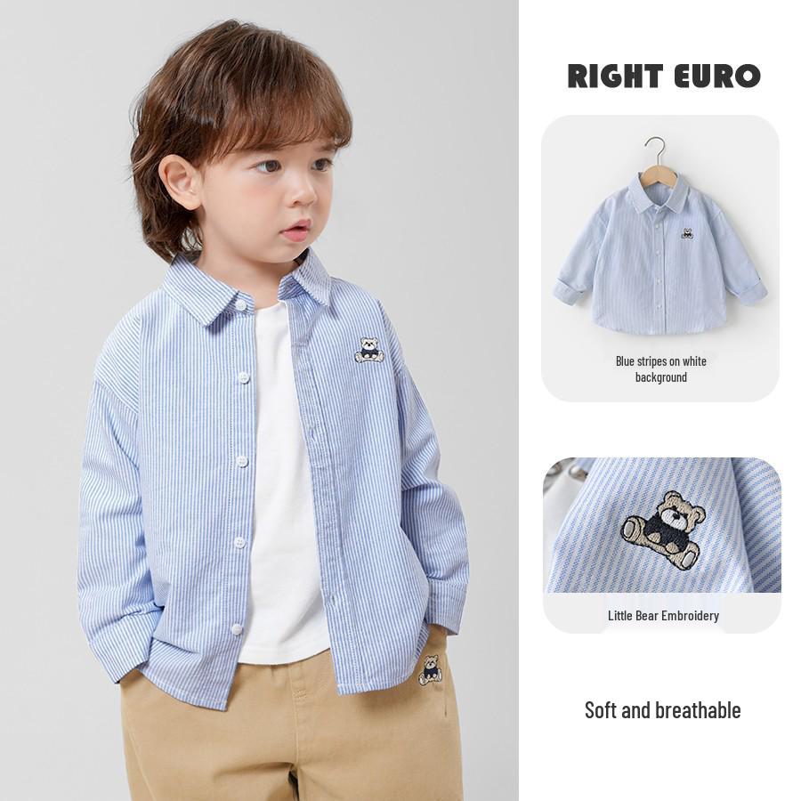Trendy European Boys' Long Sleeve Casual Shirt - Spring/Autumn Kids' Clothing