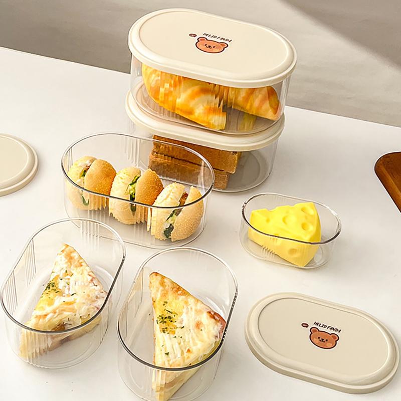 Bread Toast Storage Box Transparent Food Container Box With Lid Refrigerator Plastic Large Capacity Fresh Keeping Box