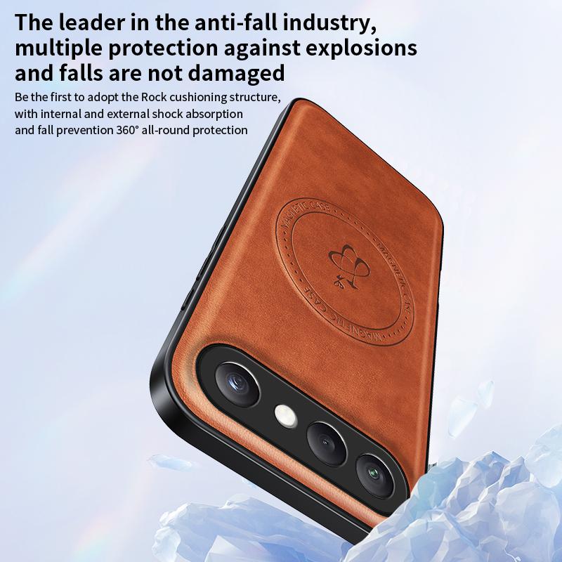 Wireless Charging Magnetic Case for Vivo X300 FE Protective Cover PU Leather Hard Back Shell Coque