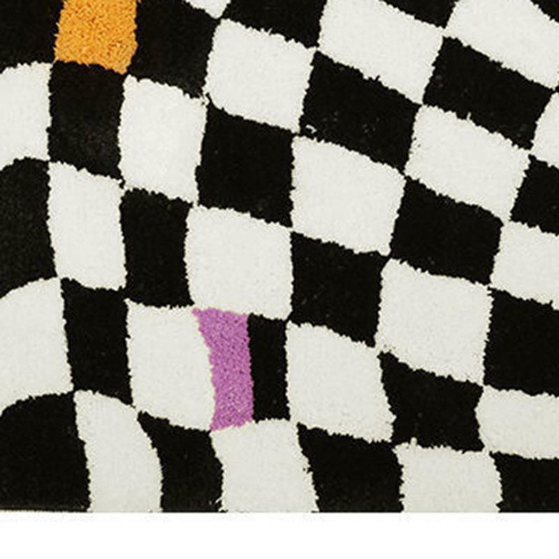 Checkered Doormat Anti Skid Black White Grid Cute Door Mat for Bathrooms Kitchens Living Rooms