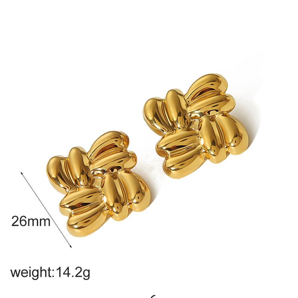 Women Stainless Steel Ear Jewelry With Geometric Design And High Quality Electroplated Finish Gold
