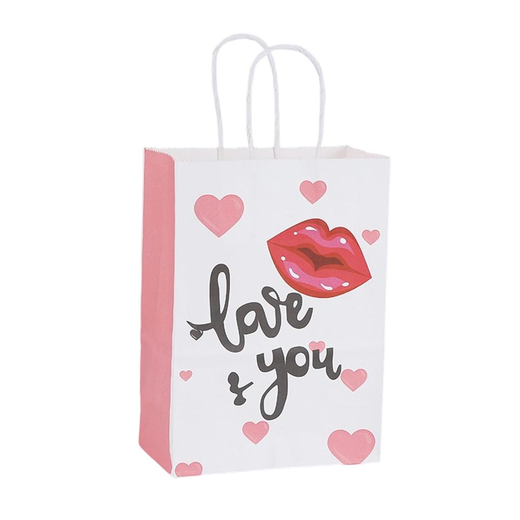 Cute Cartoon Kraft Paper Bag, Valentine's Day Gift Bag, Shopping Packaging Bag, Handbag