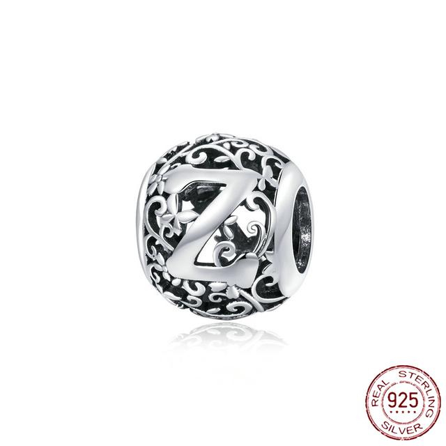 New 925 Sterling Silver Birthstone Heart Pendant Letter Series Bead Fit Original Fashion Charms Bracelet Women Jewelry Diy Gift