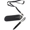 PU Leather Pouch Case Lanyard Pen Pouch Pen Cover Recording Pen Cover Lanyards for Keys, Black