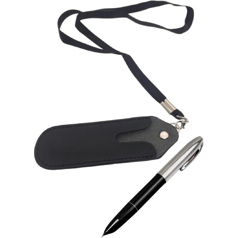 PU Leather Pouch Case Lanyard Pen Pouch Pen Cover Recording Pen Cover Lanyards for Keys, Black