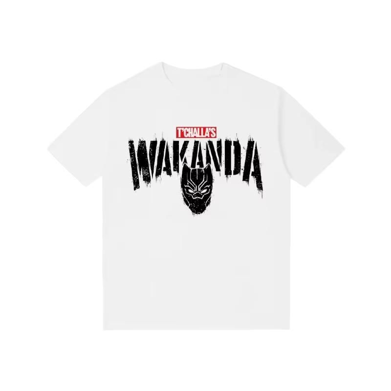 Black Panther Marvel TShirt TChallas Wakanda Distressed Print Retro Streetwear Heavyweight Cotton Regular Fit Top for Fans