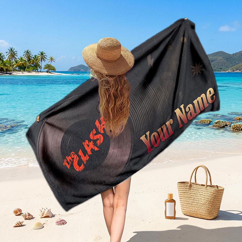 The Cure Customized Name Text Beach Towel, Soft Absorbent Towel Beach Pool Travel Personal Gift