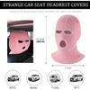 2 PCS Car Headrest Cover, Personalized Funny 3 Hole Auto Seat Full Face Mask Headcover, Ski Mask Wrap Protection for Front Seat Head Rest Decoration,