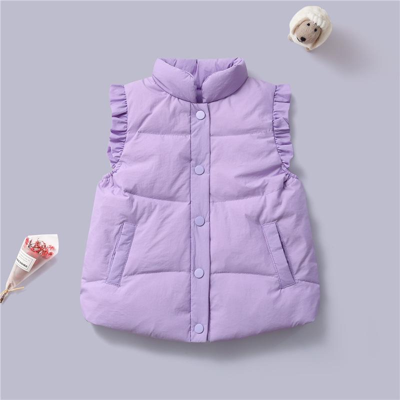 Girls' Lace Down Vest - Korean Style, Warm Autumn/Winter Jacket for Toddlers and Preschool Children