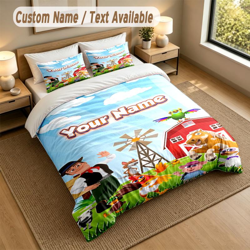 Custom Name Text Bedding 3Pcs Set,La Granja De Zenón 1 Duvet Cover 2 Pillowcases Soft Bed Linen For Gift