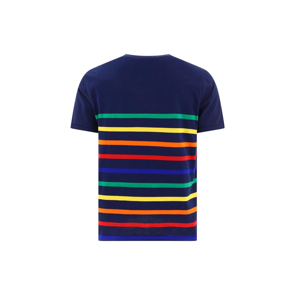 Polo Ralph Lauren SS22 Tricou cu mânecă scurtă cu gât rotund cu dungi Bărbați Topuri Albastru 860413-001