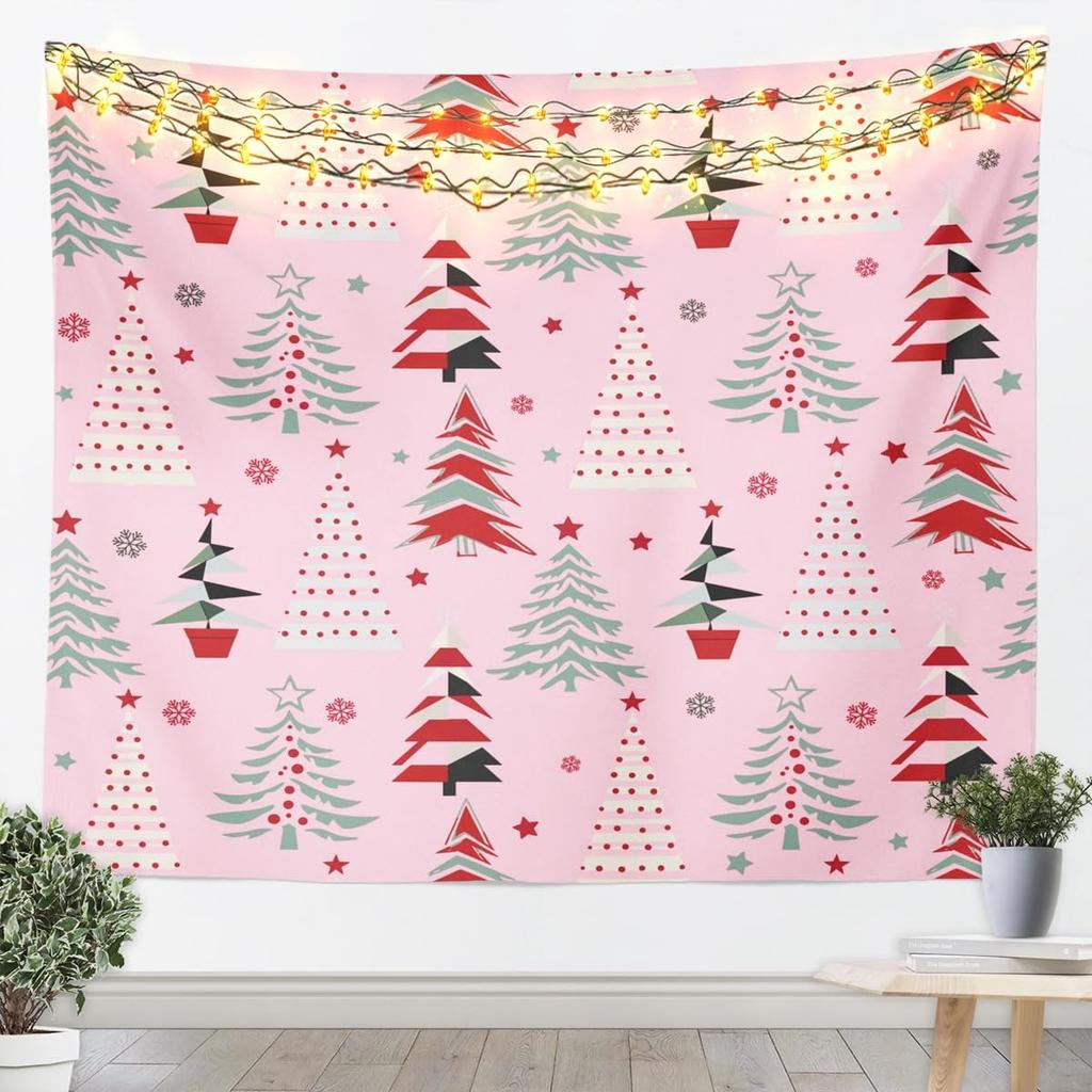 Cute Snowman Tapestry Kids Merry Christmas Wall Art for Bedroom Living Rooms Xmas Snowflake Wall Hanging Blanket Breathable