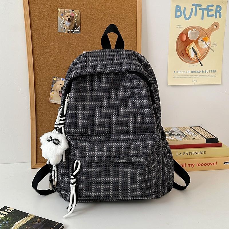 Schoolbag plaid backpack new high value small fresh schoolbag girls ins Korean version of junior high school students sweet backpack