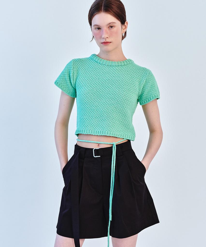 SO IR Belted Tuck Short Pants - Black
