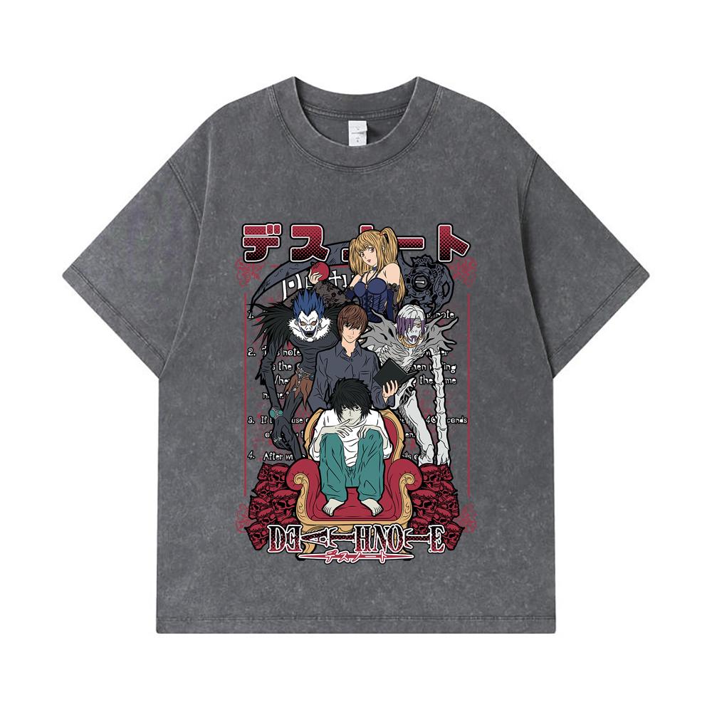 275 GSM Washed T-shirts 100% Cotton Death Note V1 Print Unisex Heavy Cotton T Shirt